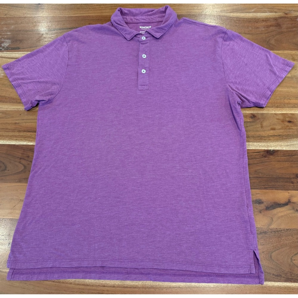 Bonobos Mens L Standard Fit Purple Heather Performance Polo Shirt Drytex Modal